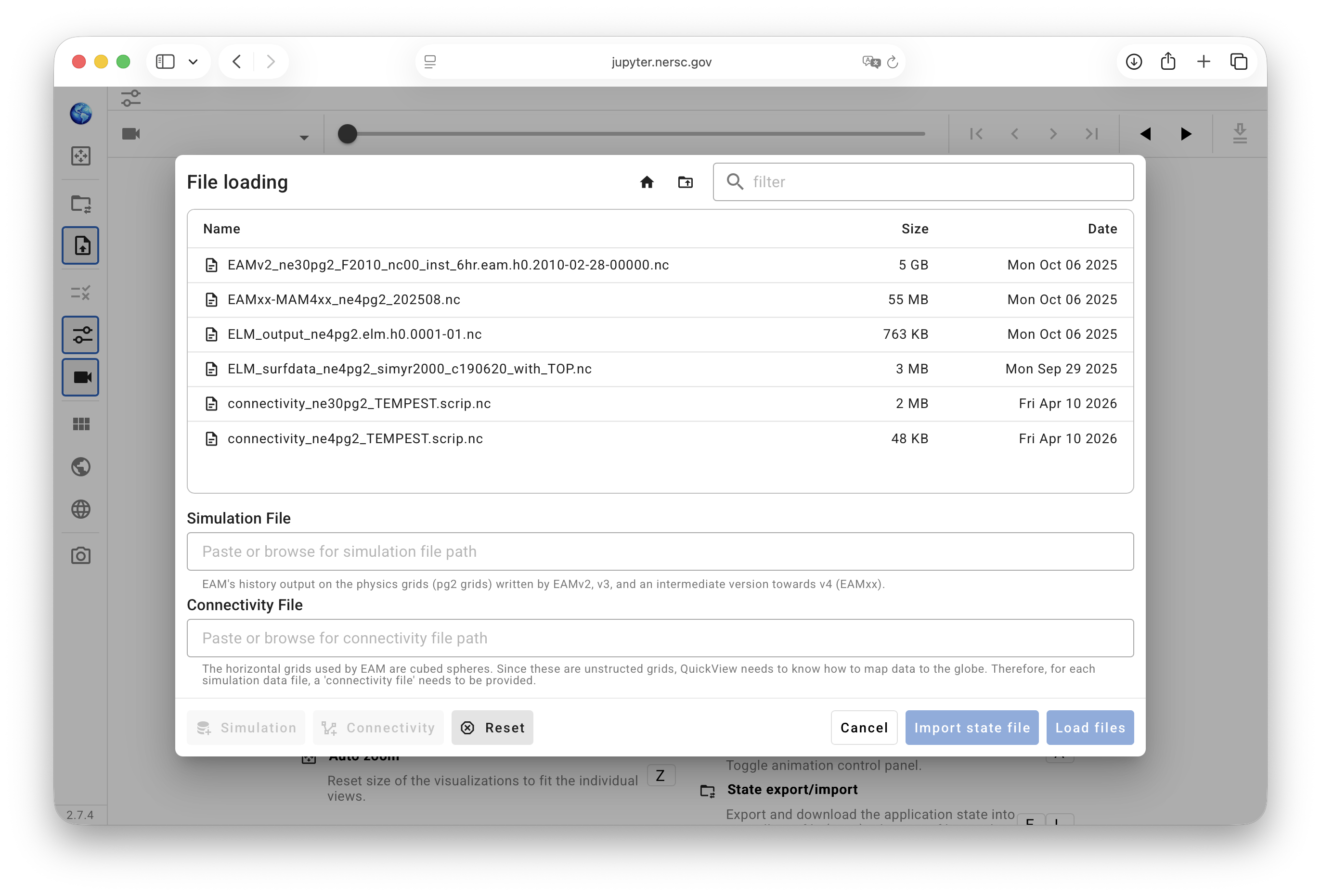 File loading window