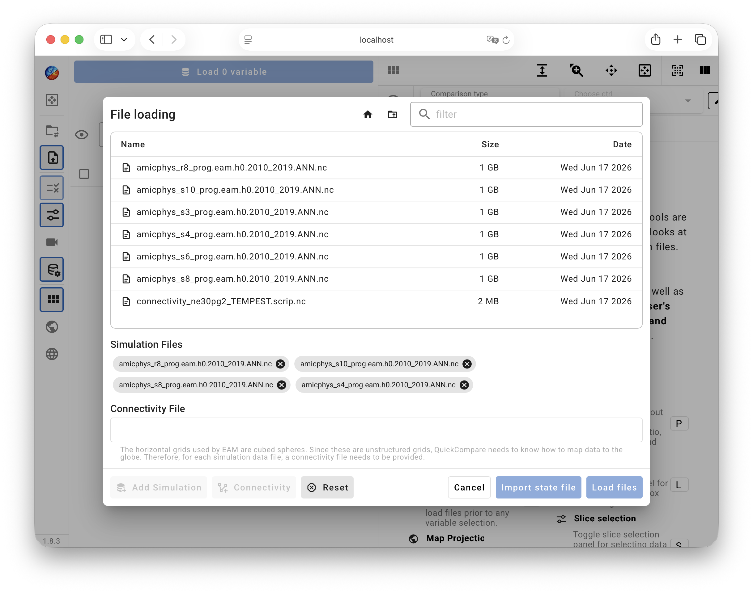 File loading window