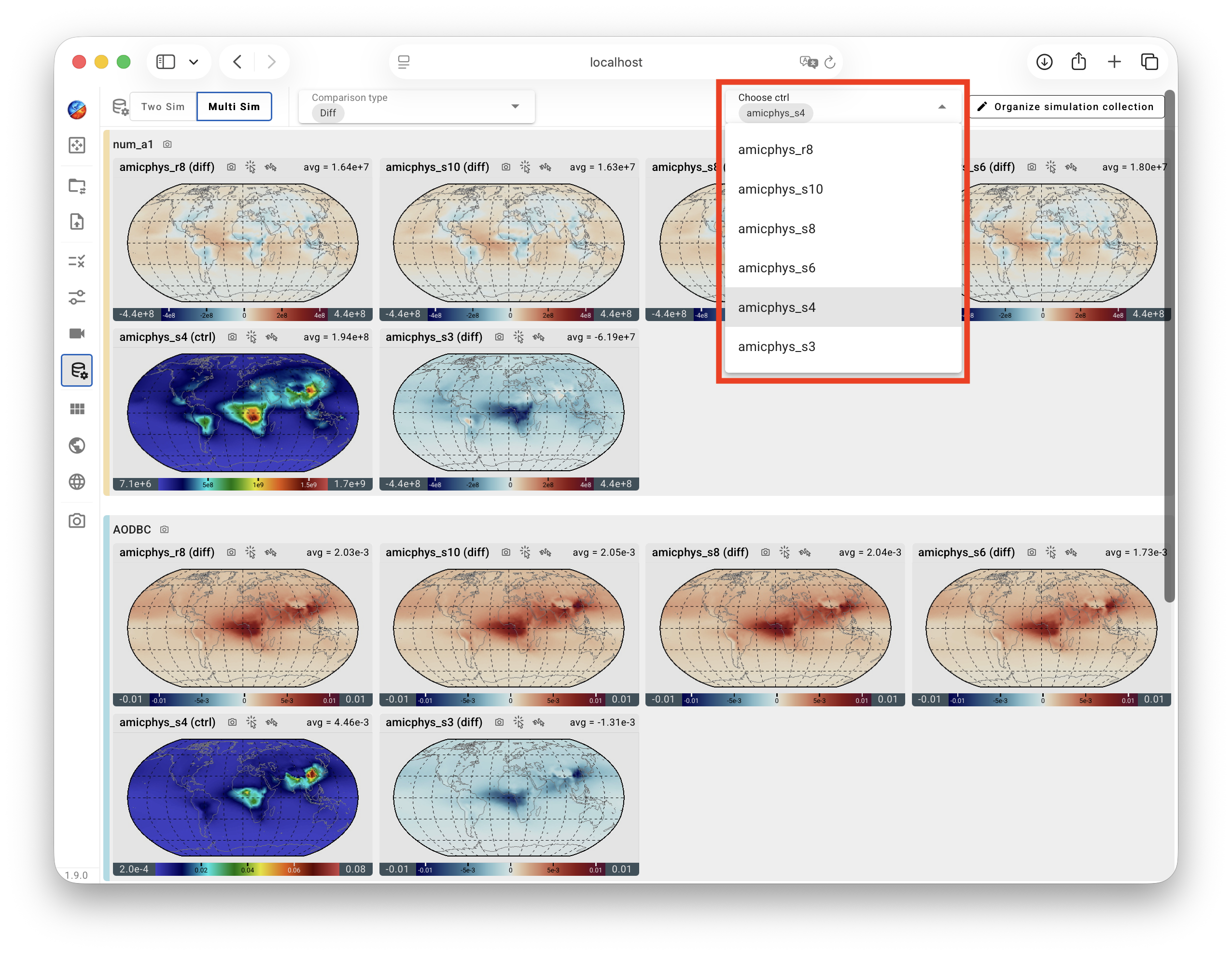 Multi-sim comparison: change ctrl