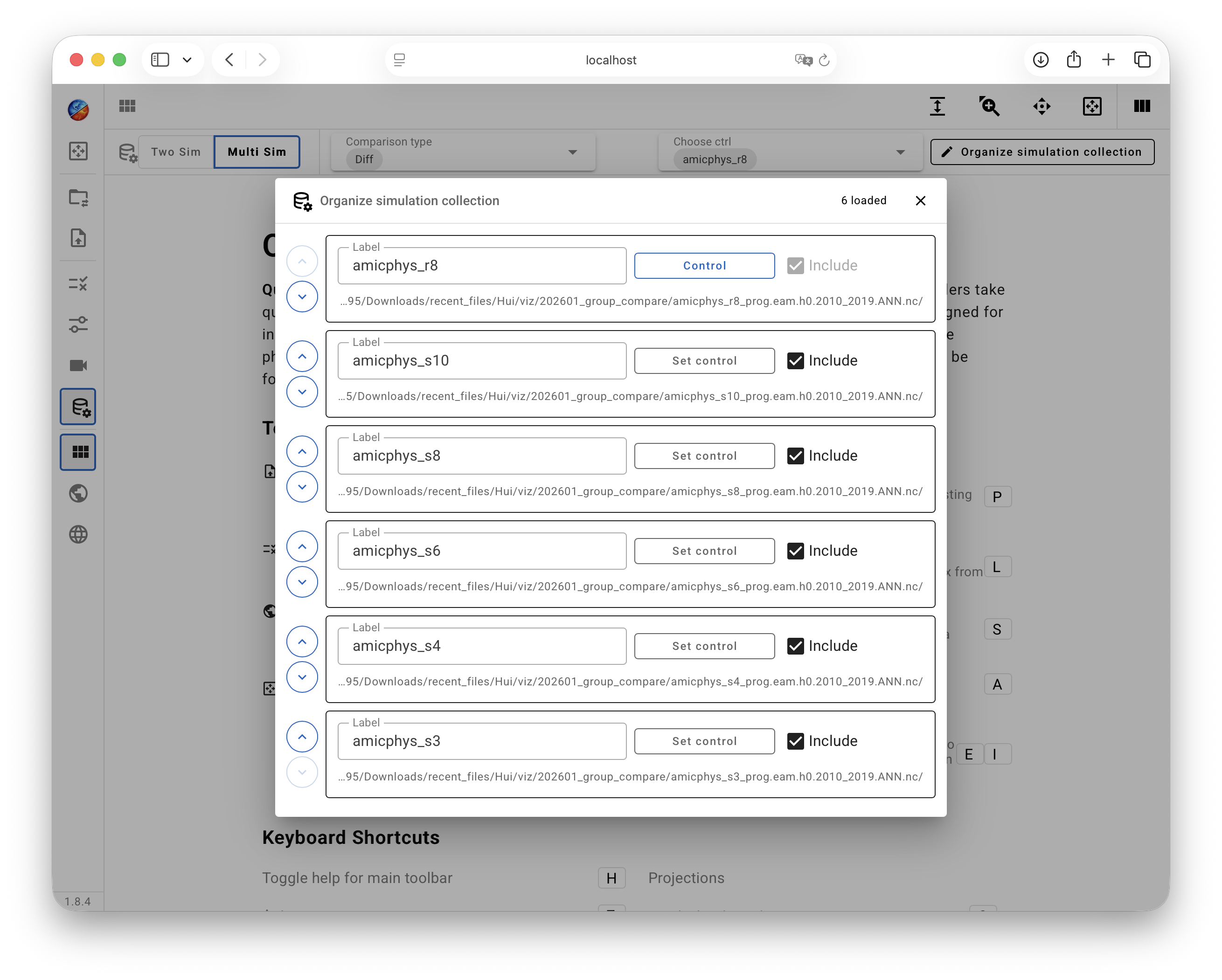 Multi-sim comparison: organize simulation collection