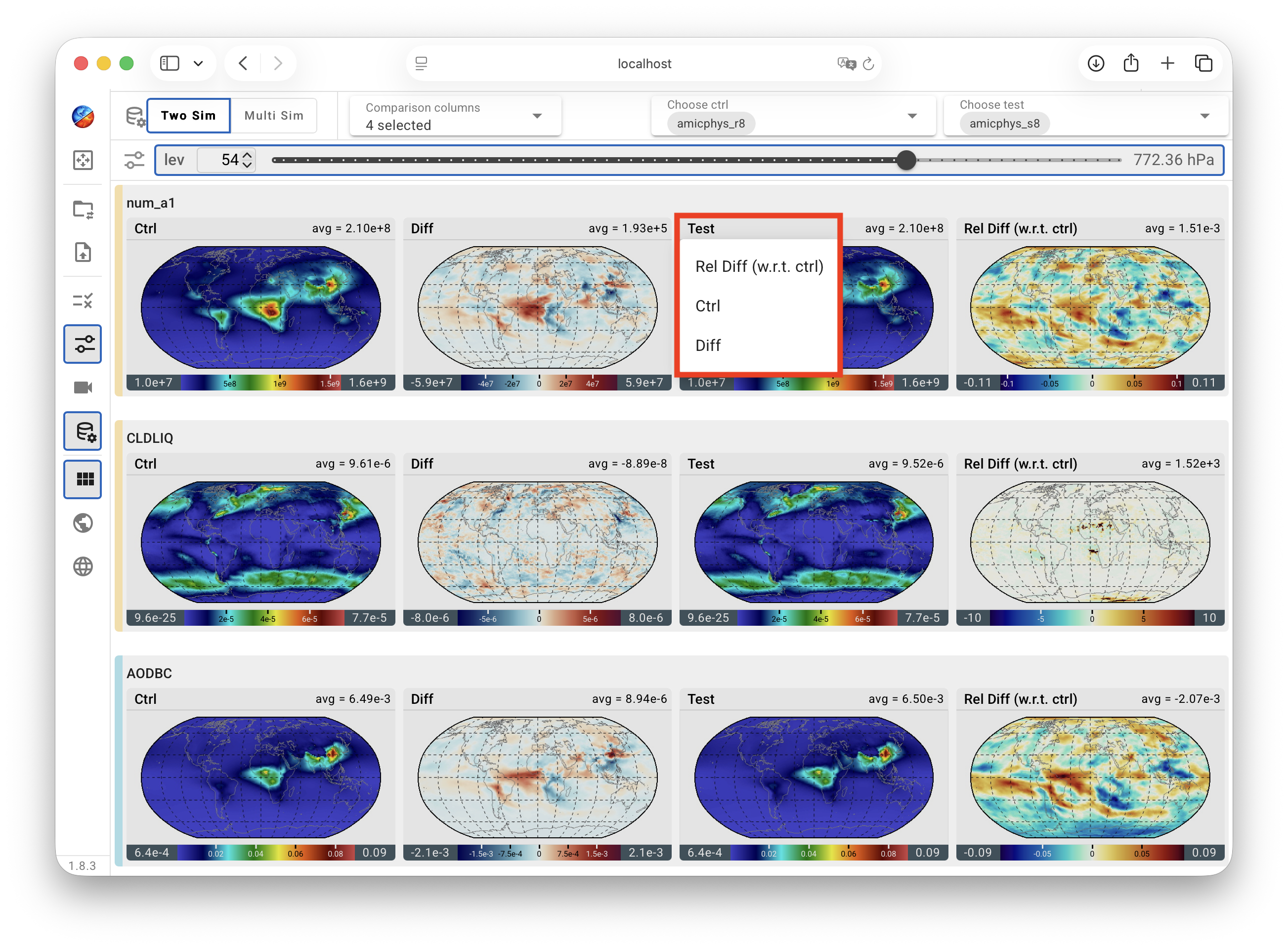 Two-sim comparison: rearrange columns