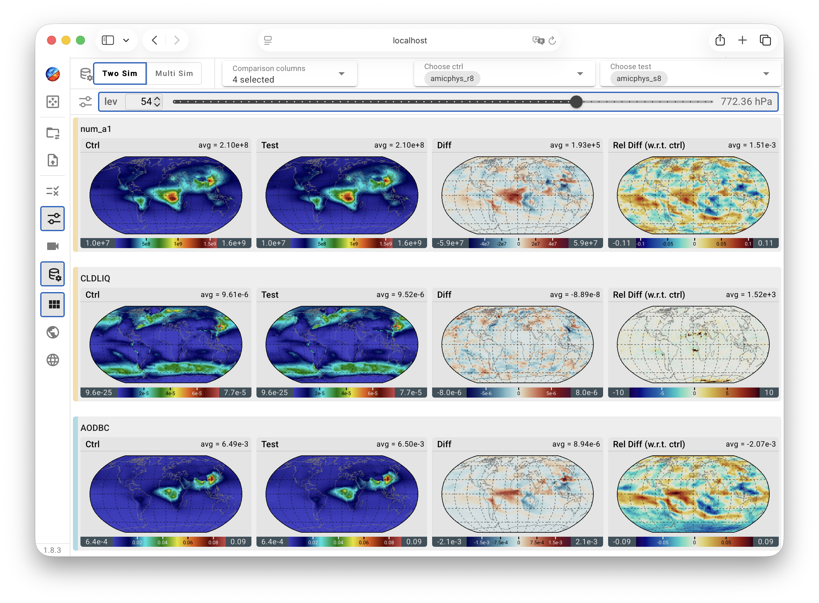Two-sim comparison: typical layout