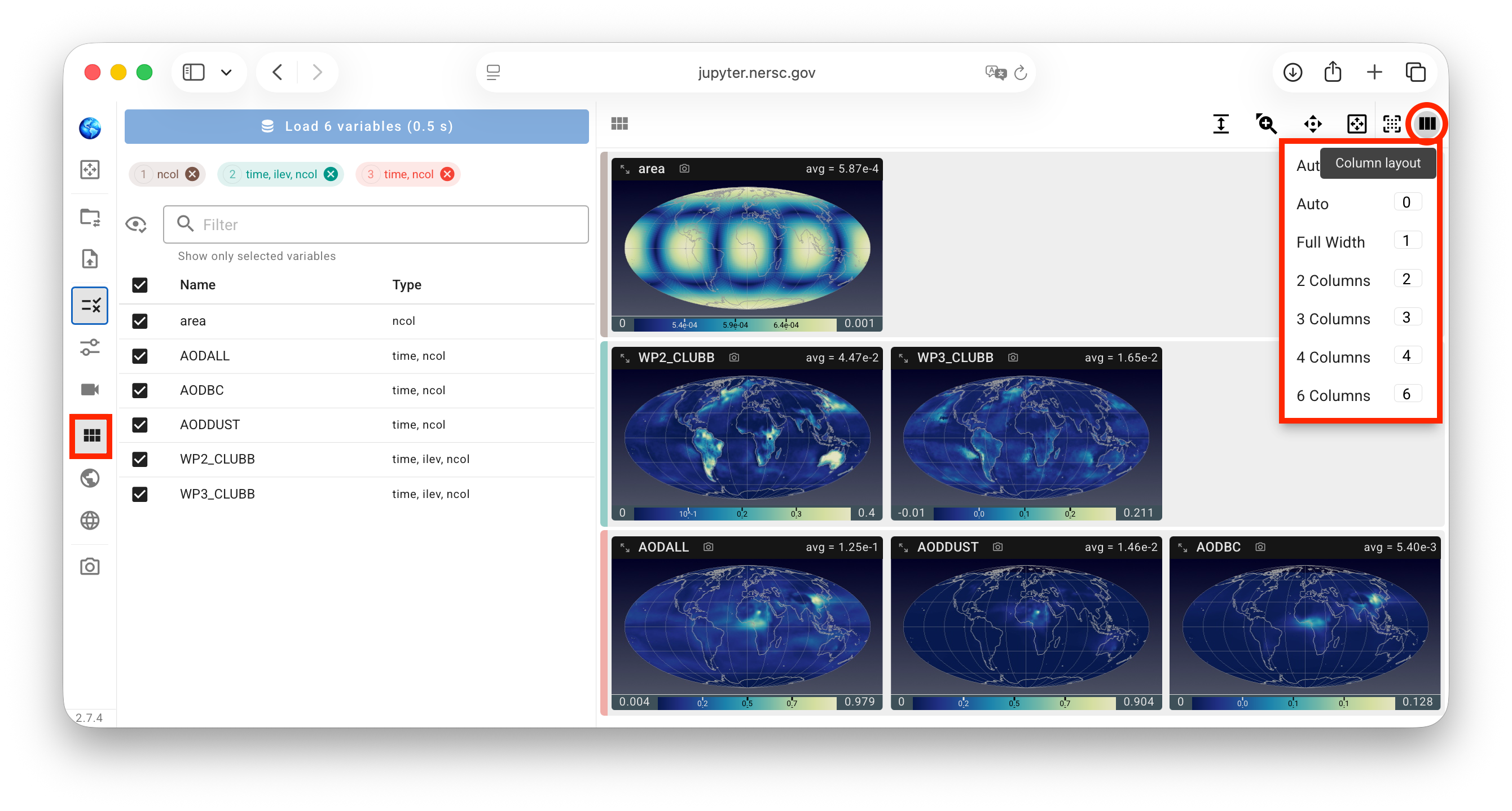 Viewport column size