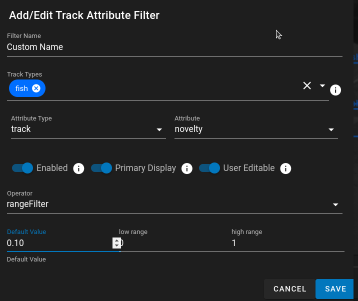 Attribute Track Filter Editor Range