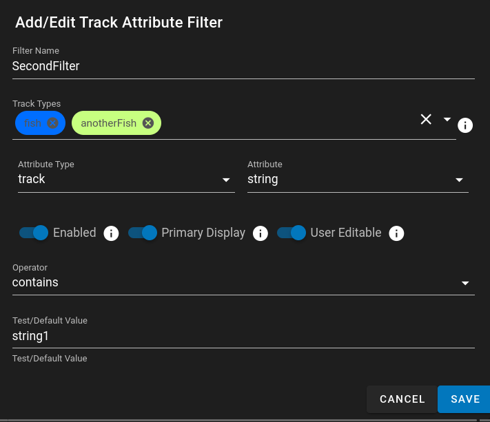 Attribute Track Filter Editor