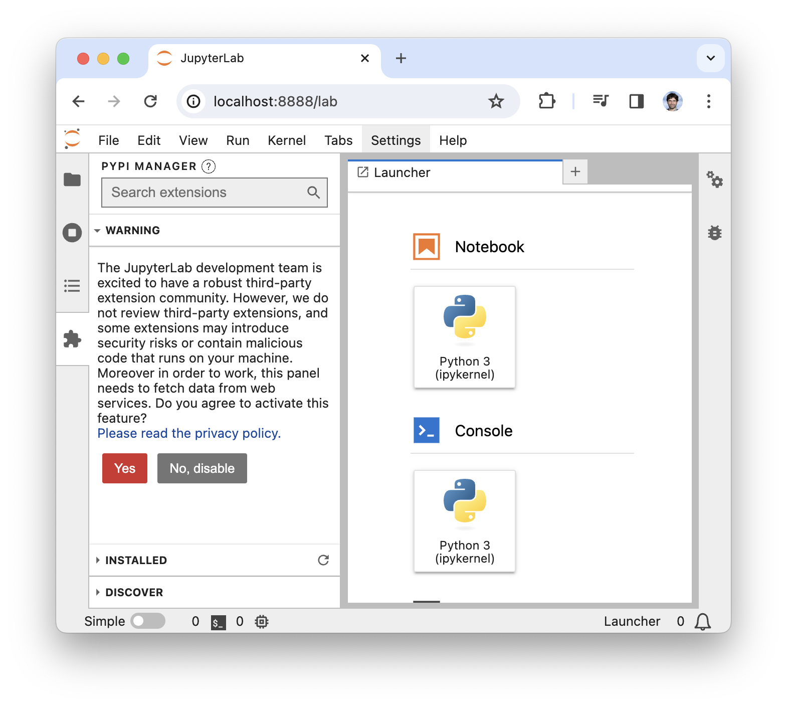 Enable extensions